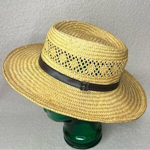 Dorfman Pacific Straw Panama Gambler Sun Hat-Adult M-Tan/Brown-Summer-Vacation